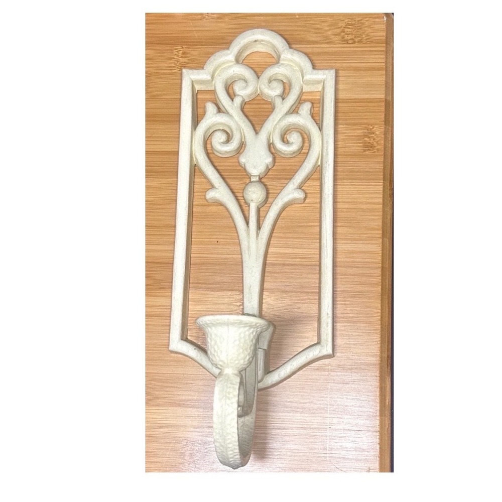 Vintage HomeCo Provincial Cream Metal Wall Sconce Scroll Candle Holder